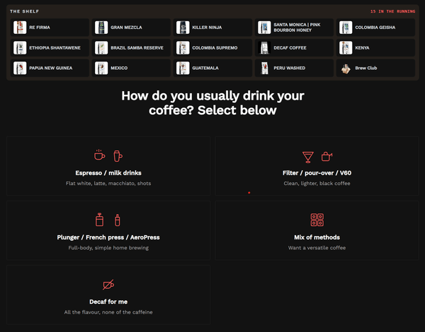 Coffee finder quiz